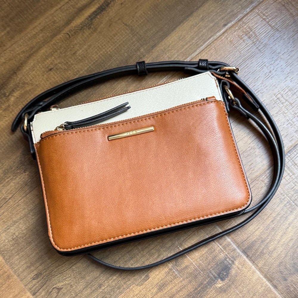 Aldo Brown and Cream Crossbody Bag